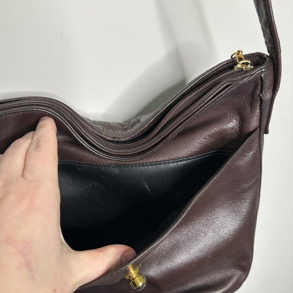 Perlina Brown Leather Bag Gold Hardware - Picture 2 of 6